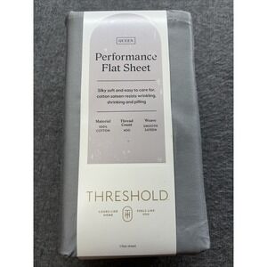 Queen 400‎ Thread Count Performance Flat Sheet Classic Gray - Threshold: Cotton
